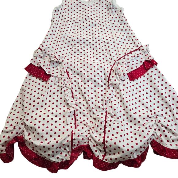 Pom Pom Red Polka Dot Dress Ruffles and Bows Girls Sz XL Girly - Picture 3 of 15